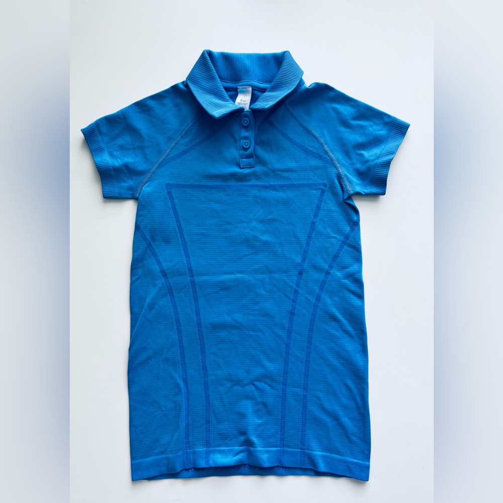 Ivivva Lululemon Fly Tech Polo Pool Blue Athletic Fit Casual Comfort 8
